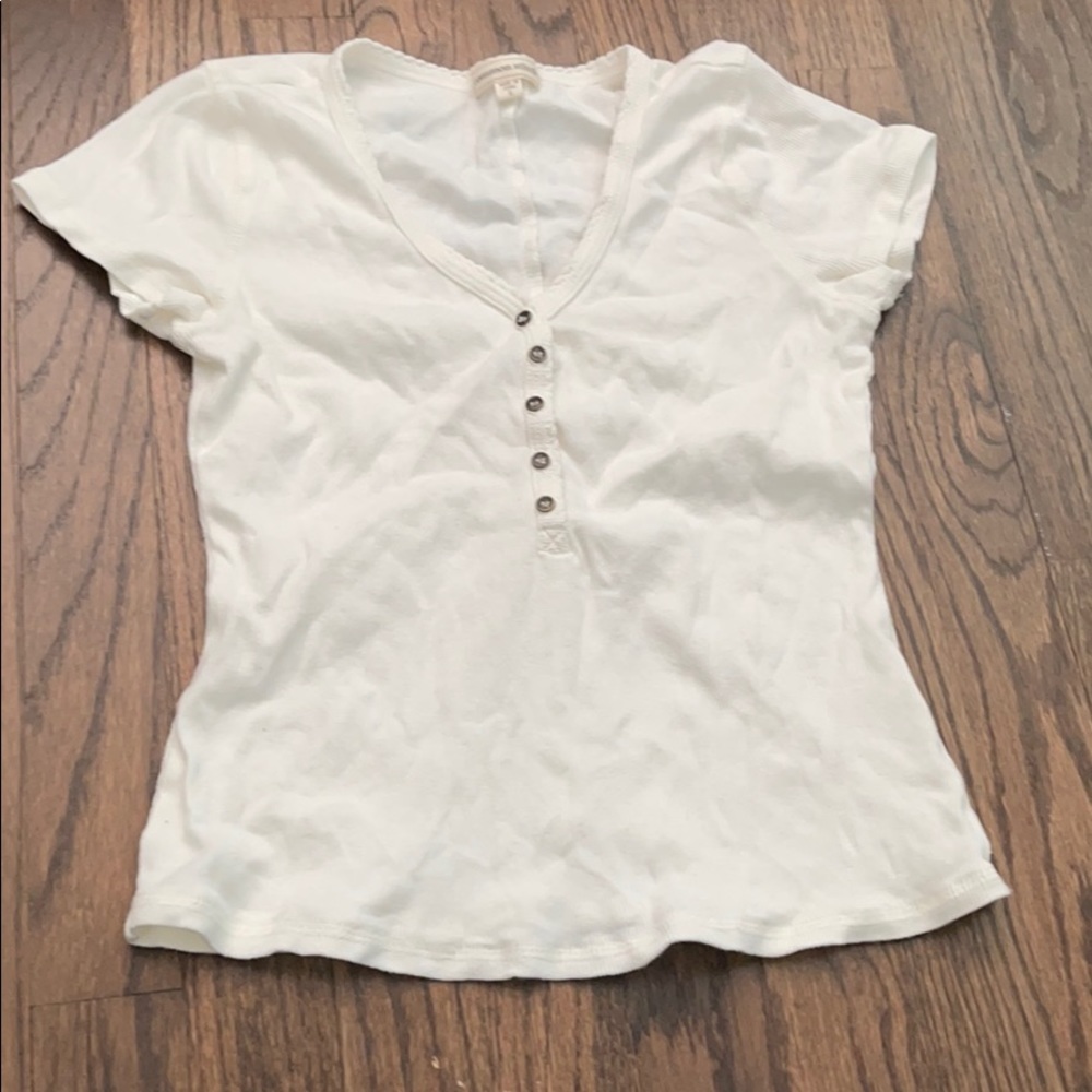 Common stitch white button up tee